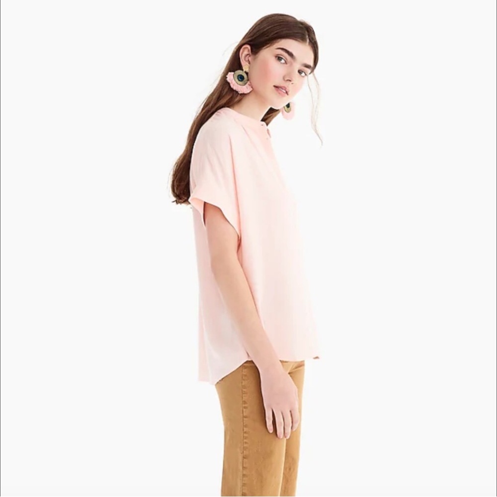J. Crew Point Sur Drapey Popover Top in Blush Pink Size Small